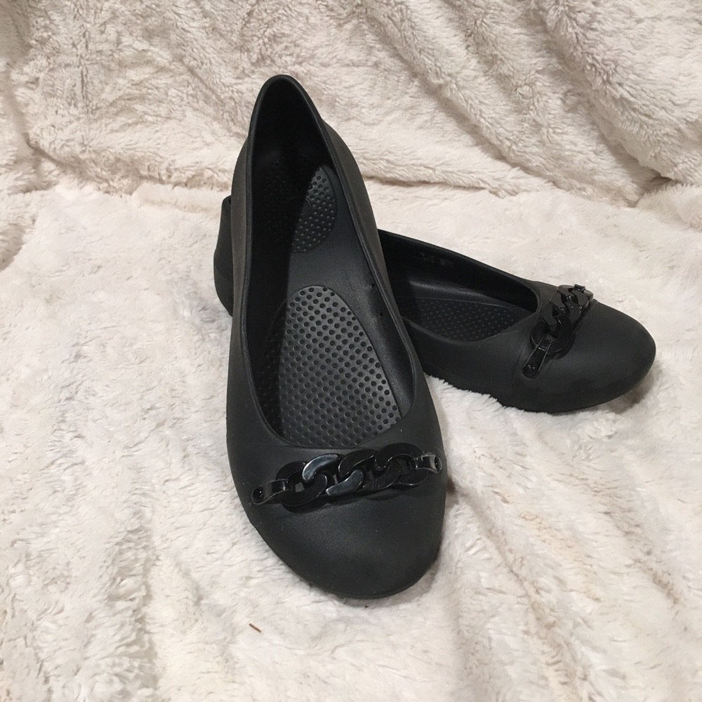 Black Crocs Flats